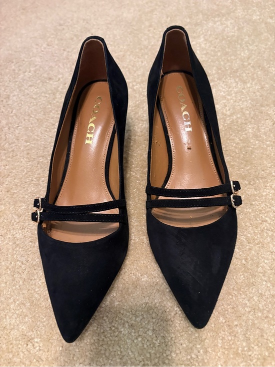 Coach Shoes - Coach Black Suede Pointed-Toe Double-Strap Pumps